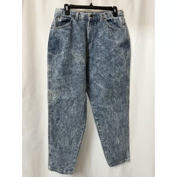 Chic Vintage Acid Wash High-Waisted Jeans 32" Waist Size 16 Petite - Picture 1 of 6